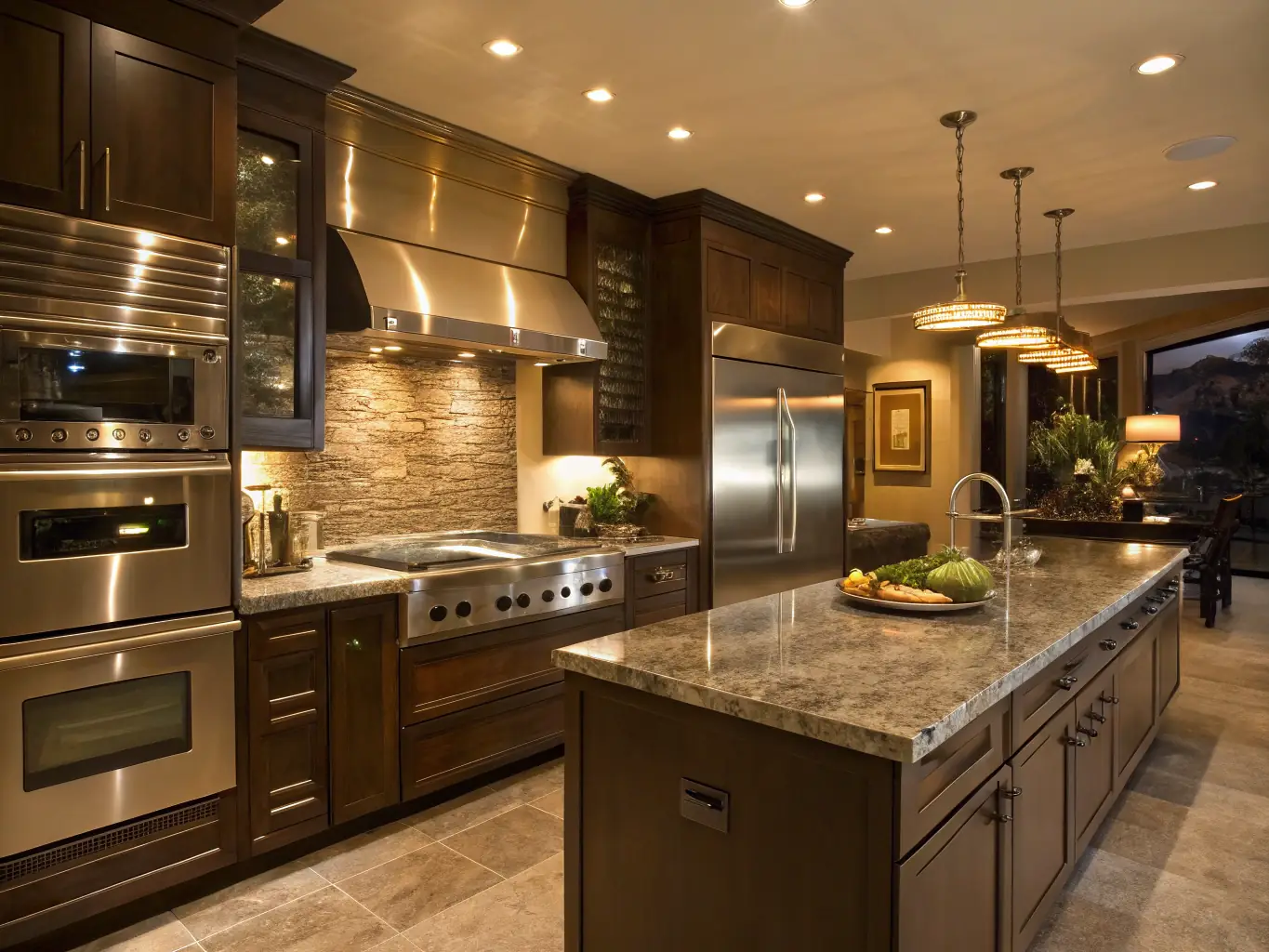 A beautifully designed, modern kitchen with sleek cabinetry, marble countertops, and stainless steel appliances, showcasing MK Premium Kitchen's expertise in kitchen design.