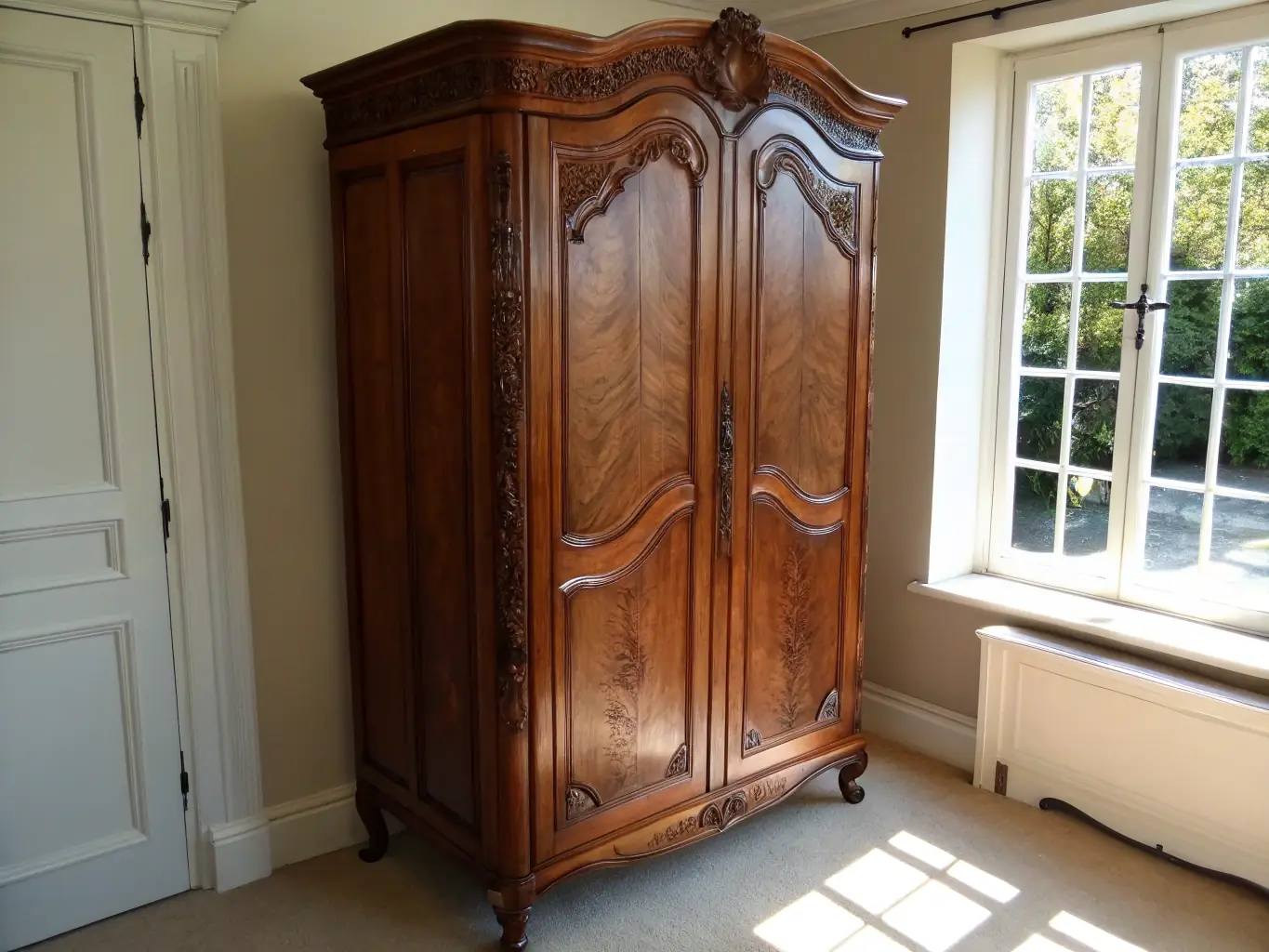 A handcrafted wardrobe featuring traditional Cypriot design elements, highlighting the company's commitment to quality and unique design.